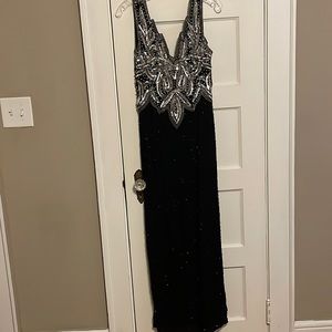 Dazzling vintage full length silk beaded gown in excellent condition